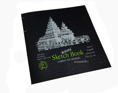 

Creates & Designs Artists' Sketch Book Square 240 x 240 mm Sketch Pad(Black, 30 Sheets)