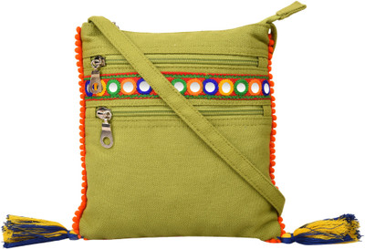 

Anekaant Women Casual Green Canvas Sling Bag