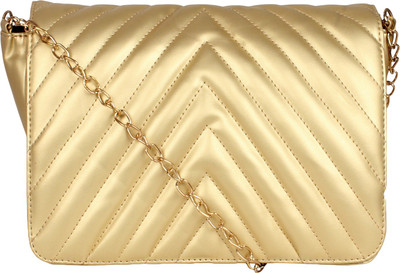 

BERYPECKERS Women Evening/Party Gold PU Sling Bag