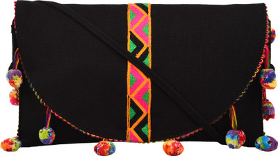 

Anekaant Women Casual Black Canvas Sling Bag