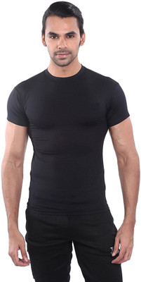 Bloomun Solid Men Round or Crew Black T-Shirt