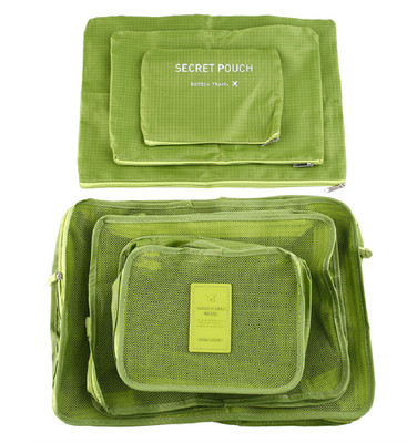 

Italish Set of 6 Laundry Pouch Luggage Bag Packing Cubes Travel Storage Organizer(Green)