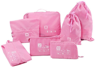 

Italish Set of 7 Clothes Shoe Lingerie Divider Bags(Pink)
