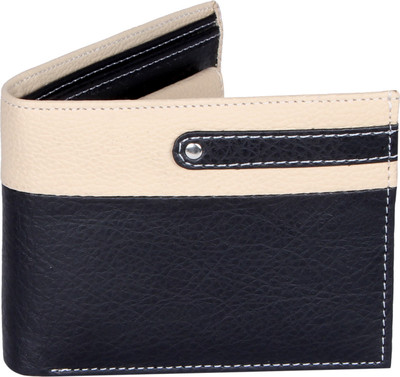 

Mtuggar Men Casual, Formal Black Artificial Leather Wallet(3 Card Slots), Black beige