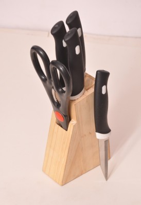 

Jen Wooden Stand, Steel Knife Set, Black Kitchen Tool Set(Black)