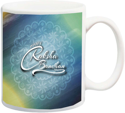 

ME&YOU Raksha Bandhan Gift for Brother/ Bro /Bhai; Rakhi Print And Colourful Background Printed Bone China Mug(325 ml), Multicolor