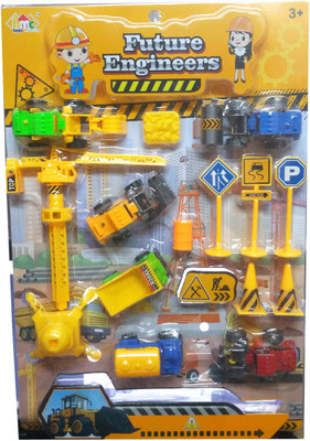 

HALO NATION Construction Site Engineers Toy set with Construction Vehicle and equipments 15 Pcs