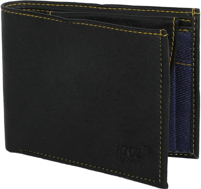 

AMJ Men Black, Blue Genuine Leather, Denim Wallet(3 Card Slots)