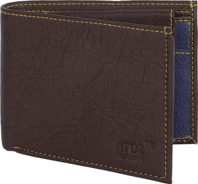 

AMJ Men Brown, Blue Genuine Leather, Denim Wallet(3 Card Slots)
