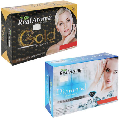 

Real Aroma 24Ct Gold Diamond Facial Kit 740 g(Set of 2)