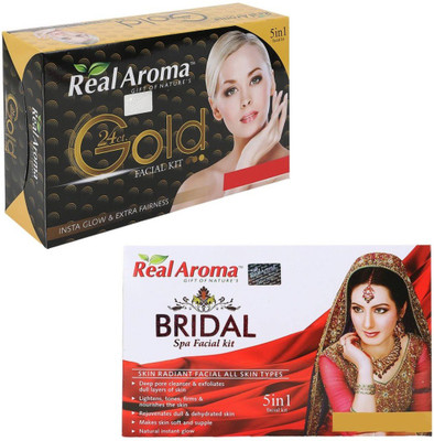 

Real Aroma 24Ct Gold Bridal Facial Kit 740 g(Set of 2)