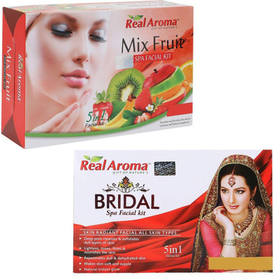 

Real Aroma Mix Fruit Bridal Facial Kit 740 g(Set of 2)