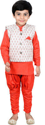 

Ahhaaaa Boys Casual Kurta, Waistcoat and Dhoti Pant Set(Multicolor Pack of 3