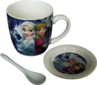 

kidoz kingdom FROZEN MUG WITH SPOON AND TEA COASTER BLUE Ceramic Mug(150 ml), Multicolor