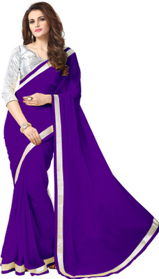 

onlinefayda Plain Daily Wear Georgette Saree(Purple)