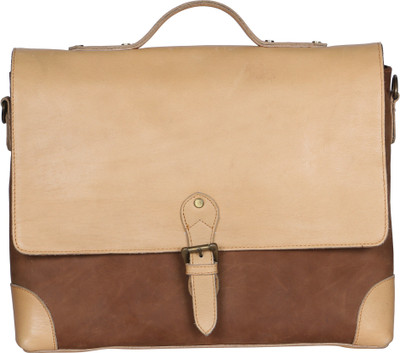 

R Stylist Men & Women Formal Beige, Brown Genuine Leather Sling Bag