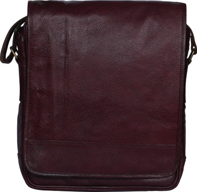 

R Stylist Men & Women Brown Genuine Leather Sling Bag