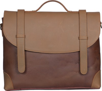 

R Stylist Men & Women Formal Brown, Beige Genuine Leather Sling Bag, Beige;brown