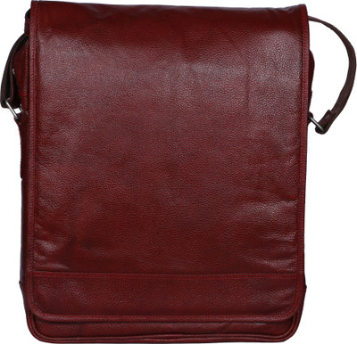 

R Stylist Men & Women Formal Maroon Genuine Leather Sling Bag
