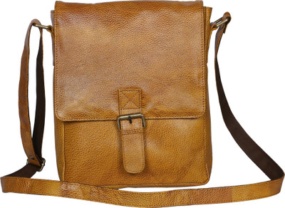 

R Stylist Men & Women Yellow Genuine Leather Sling Bag
