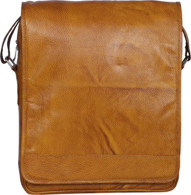 

R Stylist Men & Women Formal Yellow Genuine Leather Sling Bag