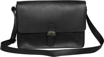

R Stylist Men & Women Formal Black Genuine Leather Sling Bag