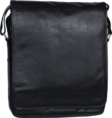 

R Stylist Men & Women Formal Black Genuine Leather Sling Bag