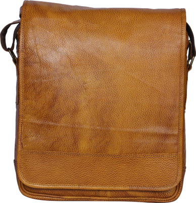 

R Stylist Men & Women Yellow Genuine Leather Sling Bag