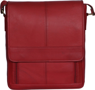 

R Stylist Men & Women Red Genuine Leather Sling Bag