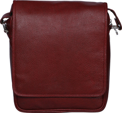 

R Stylist Men & Women Maroon Genuine Leather Sling Bag