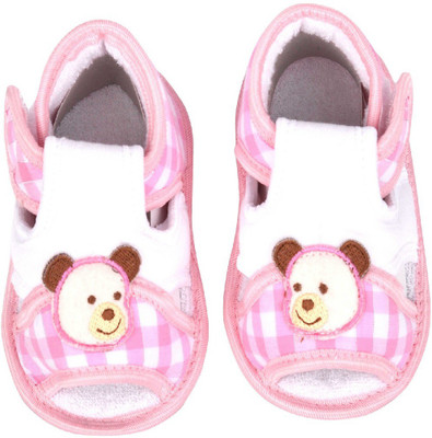 

GoodStart Cotton Soft Base Baby Booties Booties(Toe to Heel Length - 12 cm Pink and white)