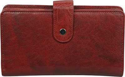 

Style 98 Women Trendy Red Genuine Leather Wallet(14 Card Slots), Black;red