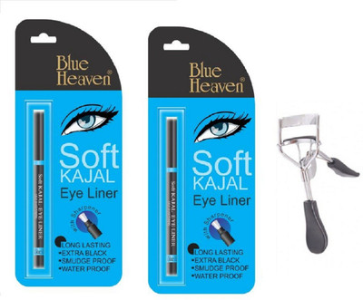 

Blue Heaven 2 black soft kajal with eyelash curler(Set of 3)