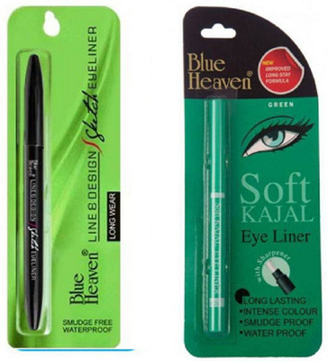 

Blue Heaven green soft kajal with sketch liner(Set of 2)