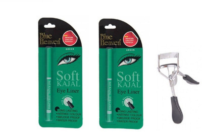 

Blue Heaven 2 green soft kajal with eyelash curler(Set of 3)