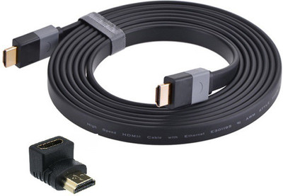 

ReTrack Flat 5MTR HDMI TO HDMI With Male To Female Connector HDMI Cable(Compatible with HDTV, Blue-Ray, Set Top Box, TV, VCR, Black)