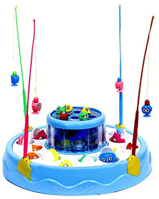 

HALO NATION Colorful Magnetic Fishing Game Toy with 2 Rotating Ponds Music & Light for Boys and Girls - Learn to Fish(Blue)