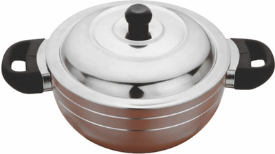 

Marlex Enrich (2.6 mm series) with (260 mm) SS Lid Deep Kadhai 26 cm(Aluminium, Non-stick), Brown