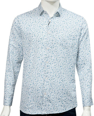 360 Degree Men Floral Print Casual White Shirt