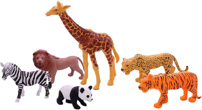

Smiles Creation 6 Pcs Wild Animal set Toy for Kids(Multicolor)