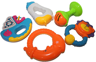 

Smiles Creation Non Toxic Baby Rattle Set Toy For New Born Babies - Set of 5 Rattle(Multicolor)