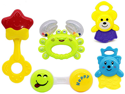 

Smiles Creation Attractive Shaped and Bright Colours Rattle Set Toys for Kids - Pack Of 5 Rattle(Multicolor)