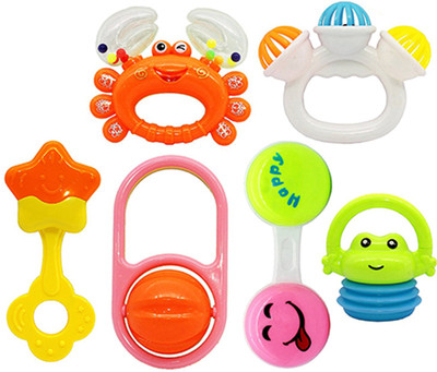 

Smiles Creation Attractive Shaped and Bright Colours Rattle Set Toys for Kids - Pack Of 6 Rattle(Multicolor)