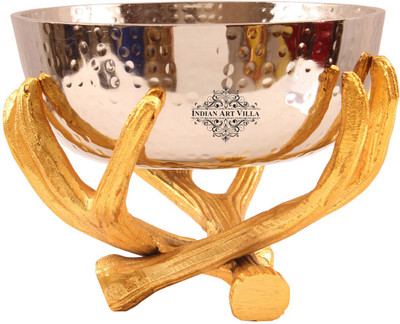 

IndianArtVilla Aluminium Hammered Bowl with Aluminium Stand Aluminium Bowl(Silver, Pack of 1)