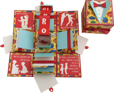 

Crack of Dawn Crafts 3 Layered Explosion Box for Brother - Comic Hero Greeting Card(Red, Yellow, Blue, Pack of 1)