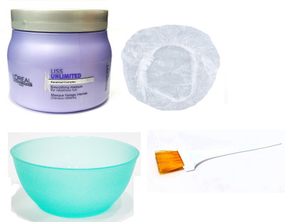 

L'Oreal Paris Set of 4 (Liss Unlimited Smoothing Hair Mask+Shower Cap+Mixing Bowl+Applicator Brush) 490g(Set of 4)