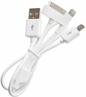 

Voltegic ® 3 in 1 charging cord, Lightning, Micro, 30 pin (White) USB Cable(White)