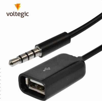 

Wonder World ® Data Charge Cord Female to AUX 3.5mm Male Jack Plug Audio USB Cable(Black)