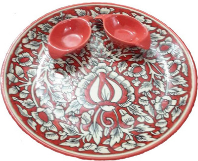 

Indeasia Srijan ISC000136 Stoneware Decorative Platter(Red)