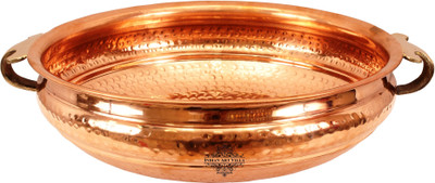 

IndianArtVilla Copper Urli Diameter 14" inch Copper Decorative Platter(Brown)